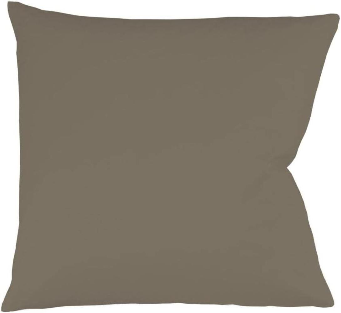 Fleuresse Mako-Satin Kissenbezug Bezug 80x80 cm uni mit RV 9042 taupe Bild 1