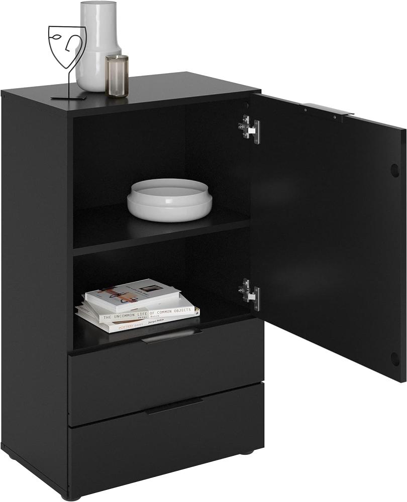 Kommode Sideboard Highboard 2 Schubladen 1 Tür DARK 5 Schwarz Bild 1