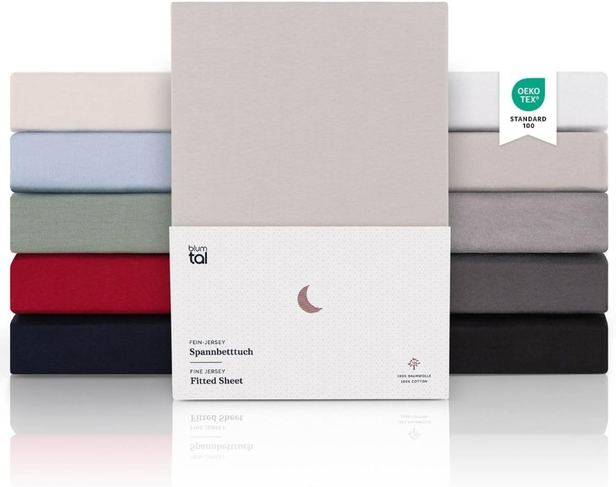 Blumtal® Premium Spannbettlaken 90x200 cm Jersey - Oeko-TEX zertifiziertes Bettlaken 90x200 cm Baumwolle 100% - Spannbettlaken für Boxspringbetten - Laken 90x200-90x200 Spannbettlaken - Grau Bild 1