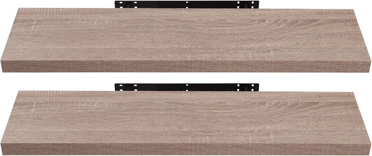 EUGAD Wandregal Wandboard 2er Set Hängeregal Holz Board Modern Eiche Gelb 100 x 22,9 x 3,8 cm 0118QJ-2 Bild 1