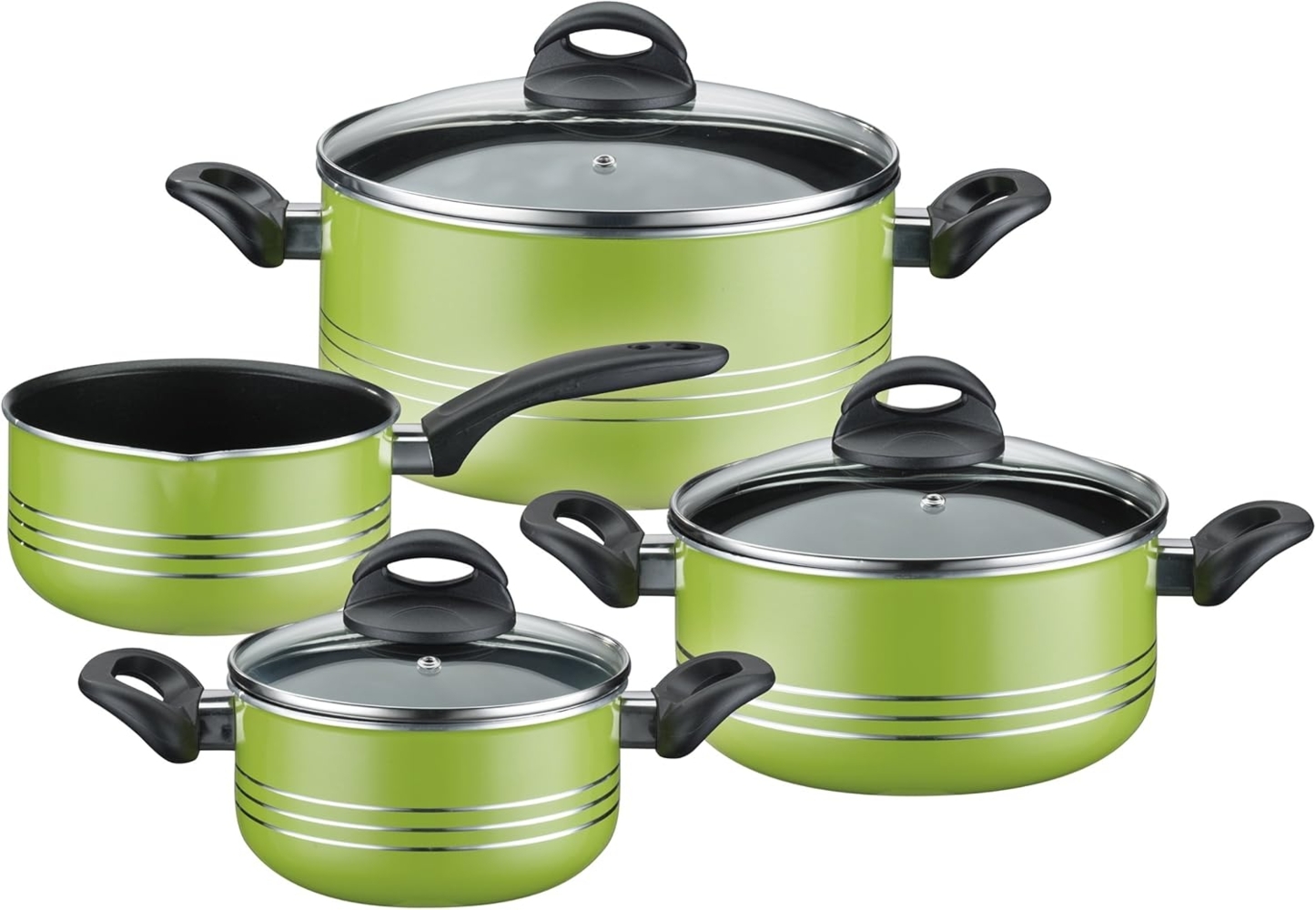 GSW Topf-Set Milano color, Aluminium, Leichtmetall-Legierung (Set, 7-tlg, je 1 Kochtopf Ø 16/20/24 cm, 1x Stielkasserolle Ø 16 cm), extra starker FerroTherm®Boden, Induktion Bild 1