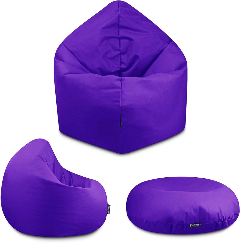 BuBiBag - 2in1 Sitzsack Bodenkissen - Outdoor Sitzsäcke Indoor Beanbag, Lila, Ø 145,0 cm Bild 1