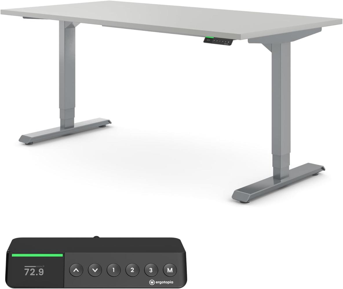 Desktopia Pro X - Elektrisch höhenverstellbarer Schreibtisch / Ergonomischer Tisch mit Memory-Funktion, Grau, Gestell Grau, 120x80 cm Bild 1