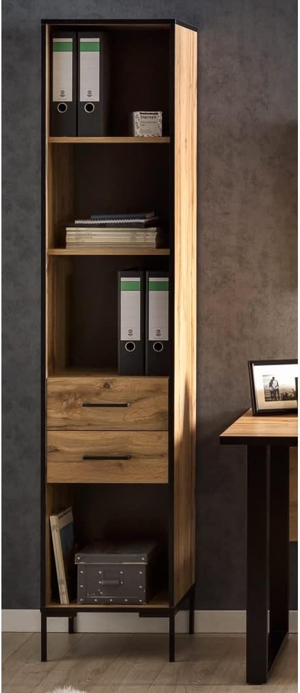 Lomadox Aktenregal FALUN-80, Regal Arbeitszimmer in Eiche Landhaus Nb, B/H/T: 40,2/194,2/39 cm Bild 1