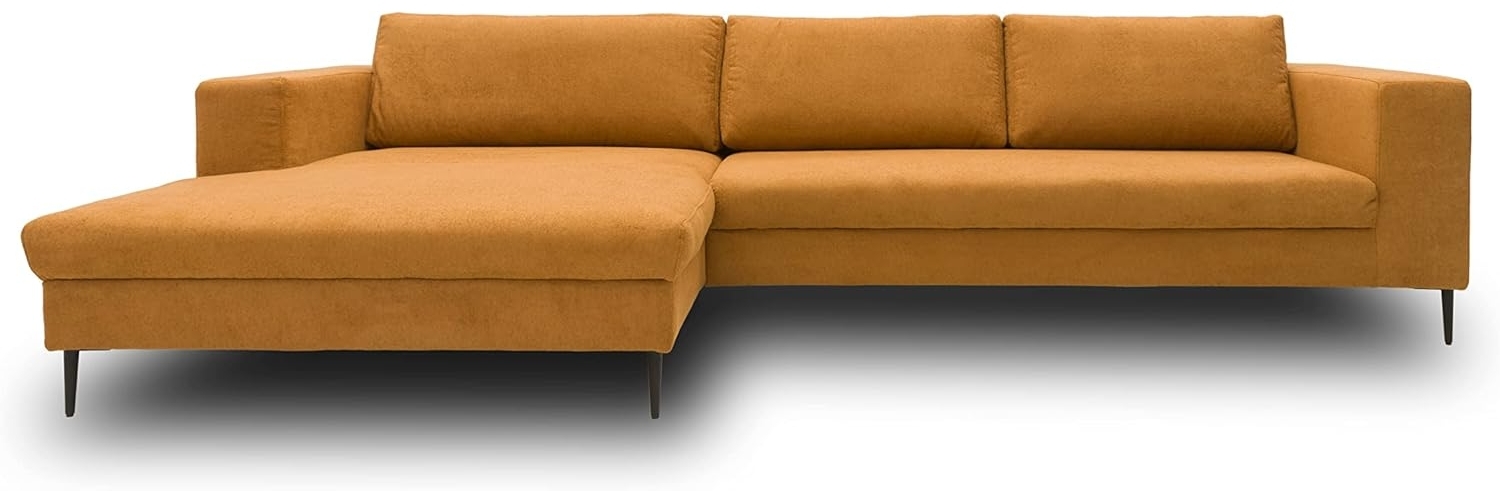 DOMO. collection Ecksofa Mendoza, Sofa in L-Form, moderne Eckcouch, bodenfreie Couch, Eckgarnitur, Polsterecke 244 x 173 x 83 cm (BxTxH), curry (braun) Bild 1