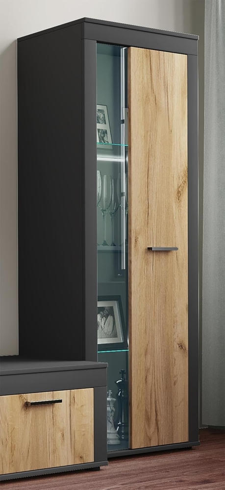 VCM Kommode & Sideboard Usilo 919853 Anthrazit / Honig-Eiche H. 159 x B. 60 x T. 35 cm Bild 1