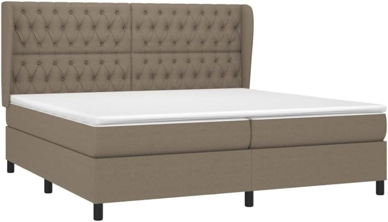 vidaXL Boxspringbett mit Matratze Taupe 200x200 cm Stoff, Härtegrad: H2 [3128233] Bild 1