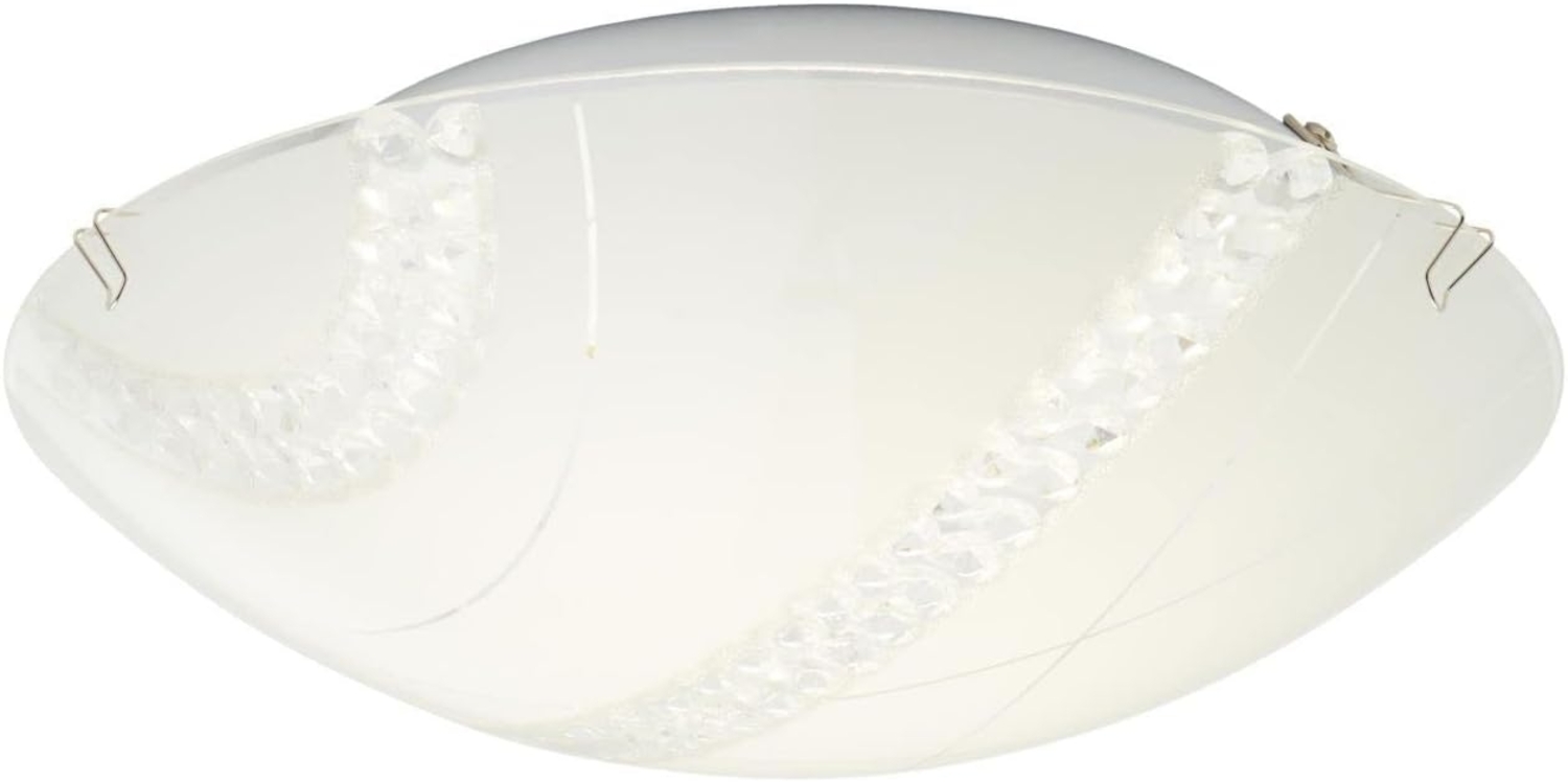LED Deckenleuchte, Kristalle klar, Glas satiniert, D 30 cm Bild 1