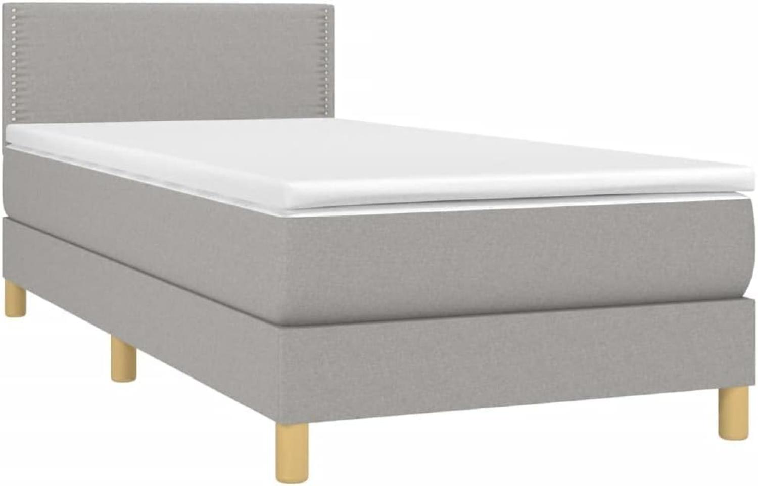 vidaXL Boxspringbett mit Matratze & LED Hellgrau 100x200 cm Stoff 3133613 Bild 1