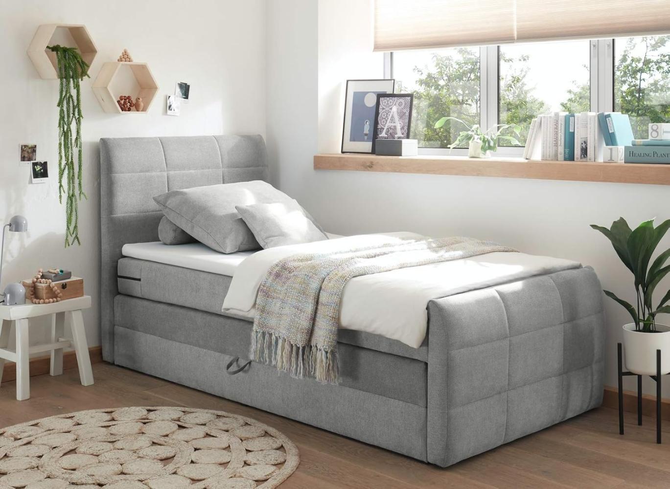 Boxspringbett mit Bettkasten 'KUBA' Grau 120x200 cm Bild 1