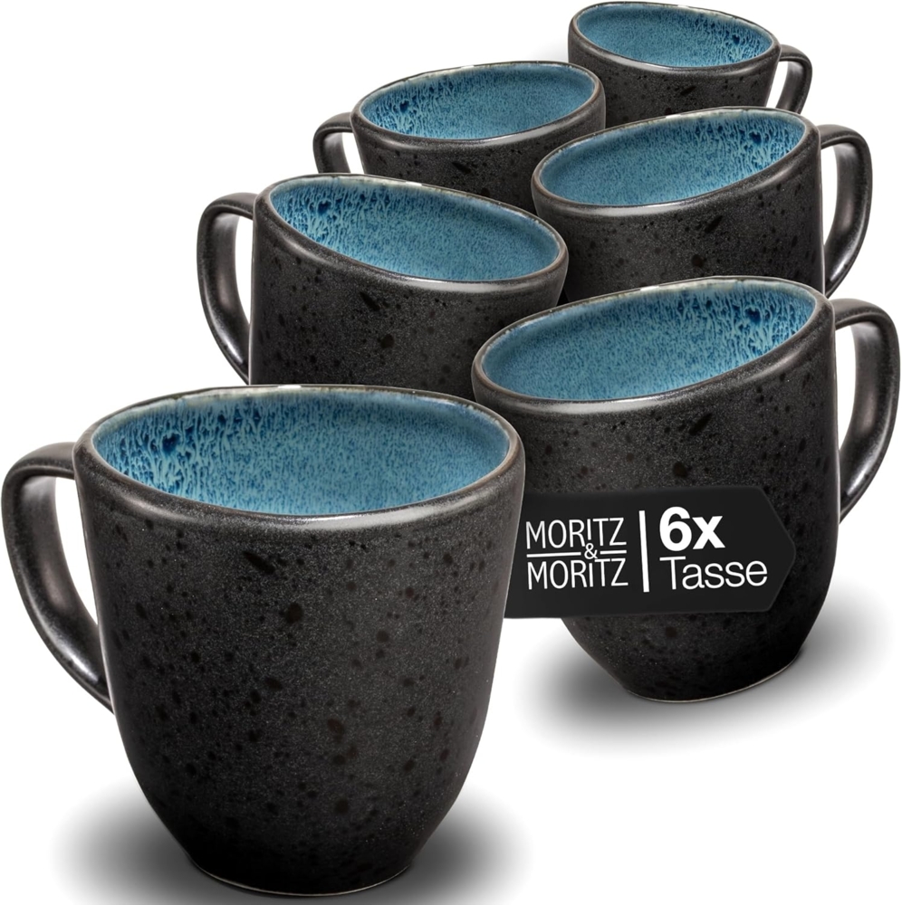 Moritz & Moritz Tasse ORGANIC reaktiv blau Tassen Set 6 tlg, Steinzeug, für 6 Personen - spülmaschinen- und mikrowellengeeignet Bild 1