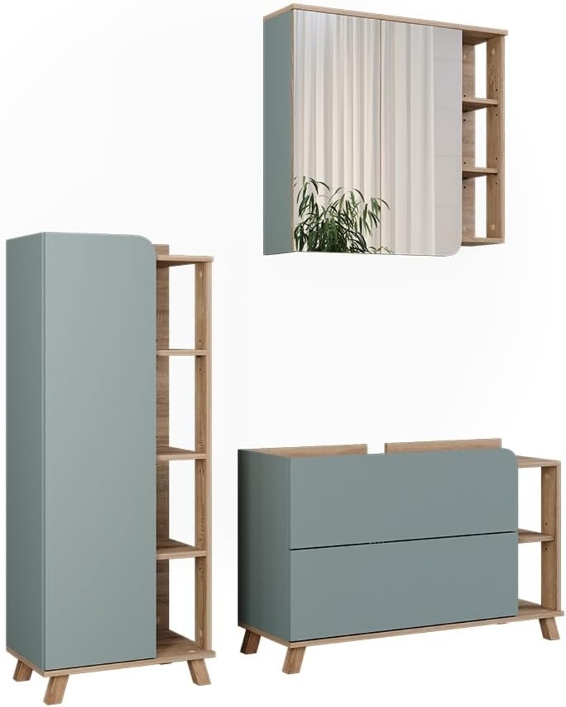 Badmöbel-Set Karen Sonoma/Blau 3 Teile Vicco Bild 1