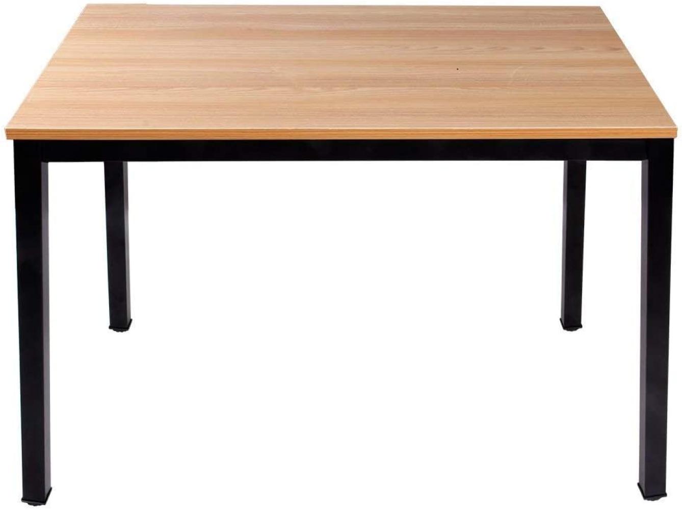 sogesfurniture Schreibtisch Computertisch Büromöbel PC Tisch, Stabil Bürotisch Arbeitstisch Esstisch aus Holz und Stahl, Einfache Montage, 100x60x75cm, Teak & Schwarz AC3TB-100-SF Bild 1