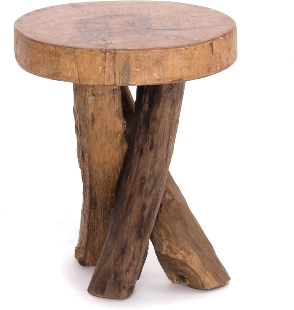 DESIGN DELIGHTS Beistelltisch RUNDER HOLZTISCH TEAK 40, 40x34cm (HxB) Massivholz Beistelltisch Bild 1