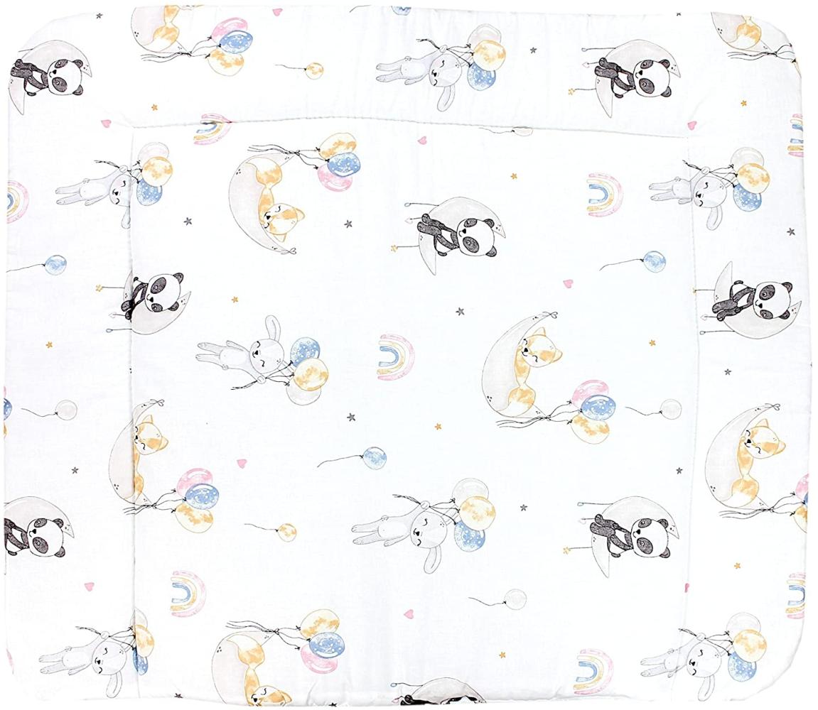 TupTam Baby Wickeltischauflage mit Baumwollbezug Gemustert, Farbe: Tiere / Luftballons / Mond, Größe: 75x85 cm Bild 1