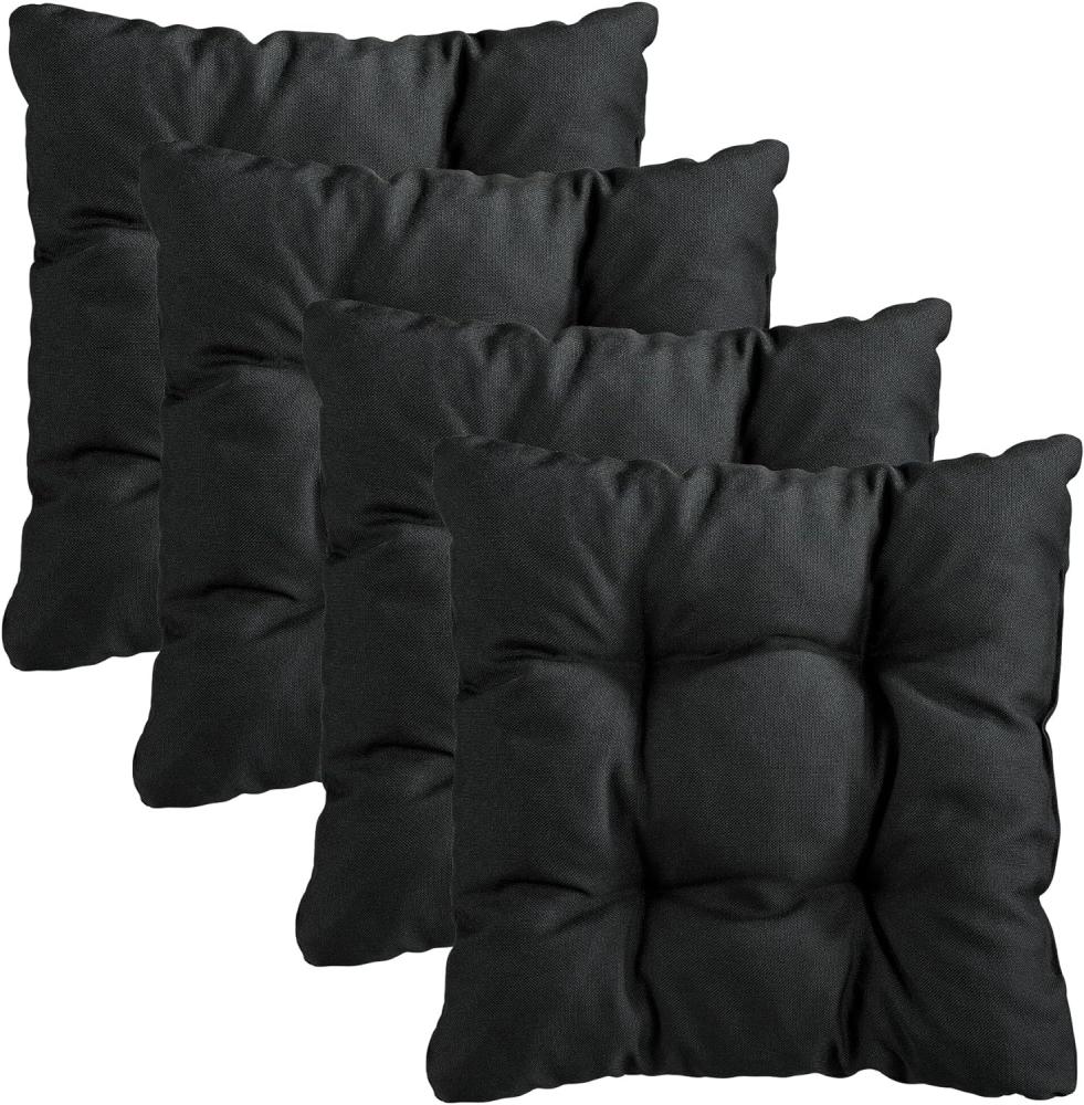 Traumnacht Stuhlkissen Cozy 4er Set, Bequeme Sitzkissen für Gartenstuhl, Küche oder Esszimmer, Indoor u. Outdoor, 38 x 38 x 6 cm, schwarz Bild 1