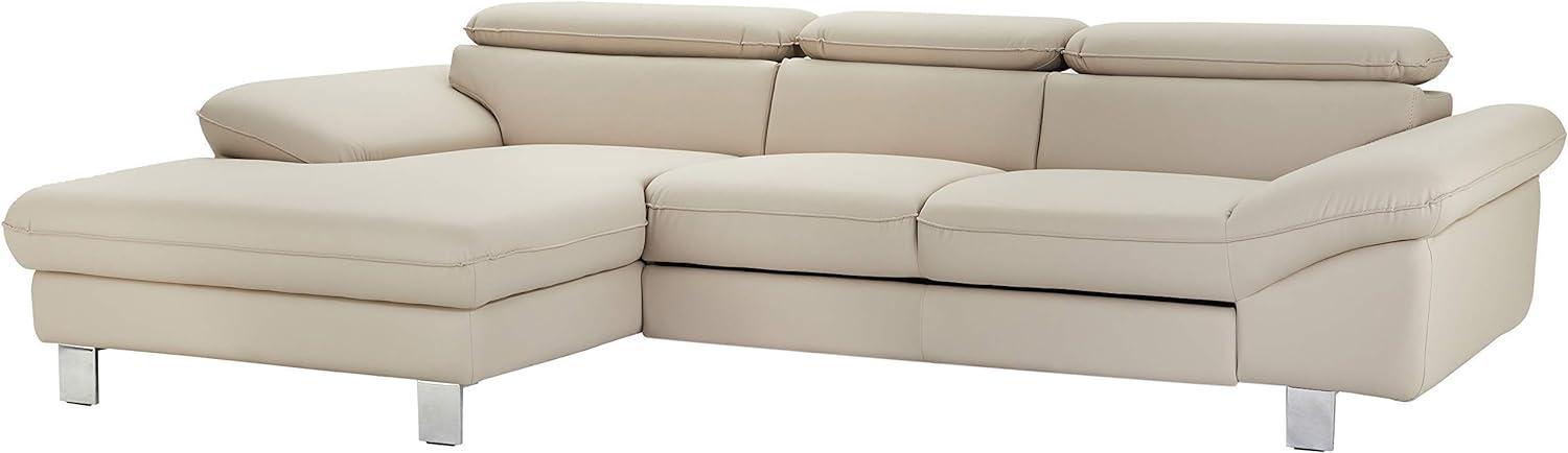 Mivano Ecksofa Driver mit Recamiere links, Ledercouch im modernen Design, Inkl. verstellbare Kopfstützen, 268 x 73 x 169, Kunstleder, Hellbraun Bild 1