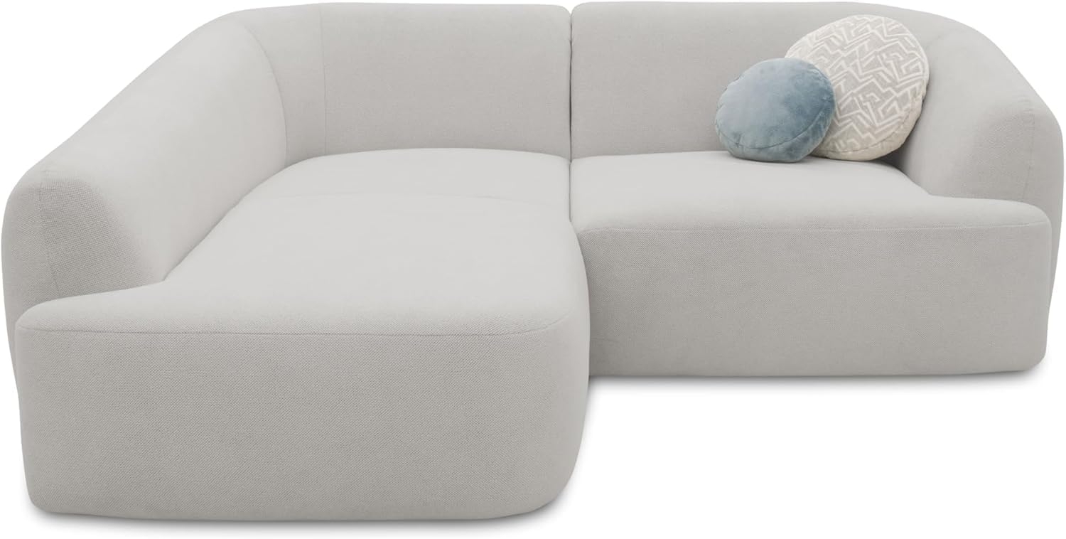 DOMO. collection Ecksofa 100 026, kleine Couch in L-Form, mit Taschenfederkern, organische Form, Sofa, Polsterecke, Eckcouch, Polstergarnitur 216 x 196 x 76 cm (BxTxH), silber Bild 1