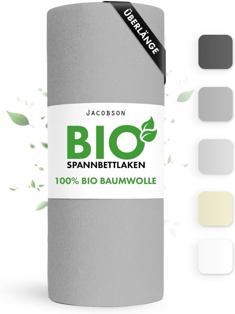 Jacobson Spannbettlaken BIO, Jersey Spannbetttuch, Bettlaken 160 g/m², 100% BIO-Baumwolle, Gummizug: rundum, GOTS zertifiziert Bild 1