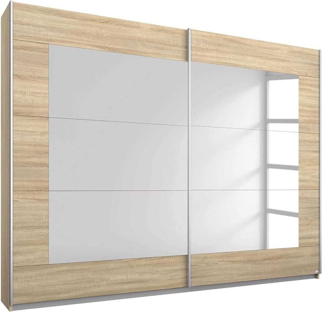 Rauch Möbel Alegro Schrank Schwebetürenschrank Kleiderschrank in Eiche Sonoma mit Spiegel 2-türig, inklusive Zubehörpaket Basic 2 Kleiderstangen, 2 Einlegeböden BxHxT 226 x 210 x 62 cm Bild 1