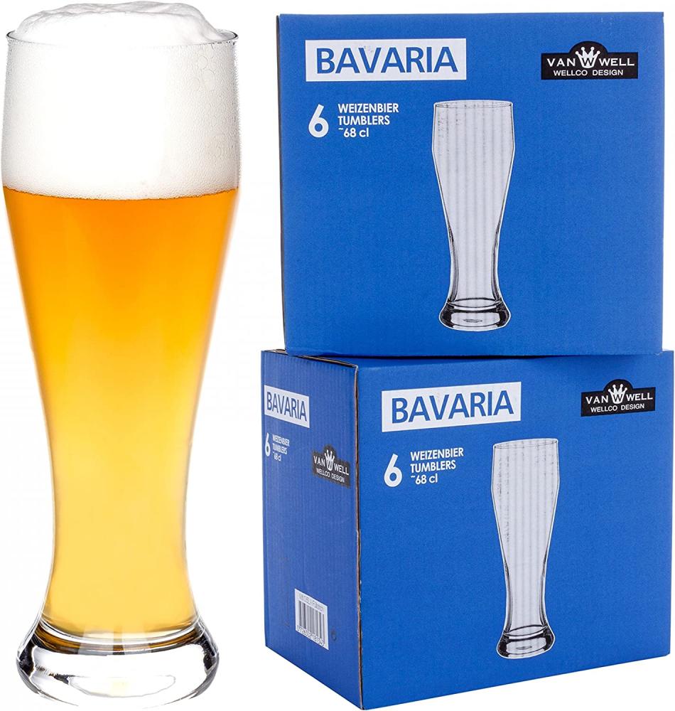 12er Set Bavaria Weizenbiergläser 0,5 Liter geeicht Weißbiergläser Weizengläser Biergläser Glas Bild 1