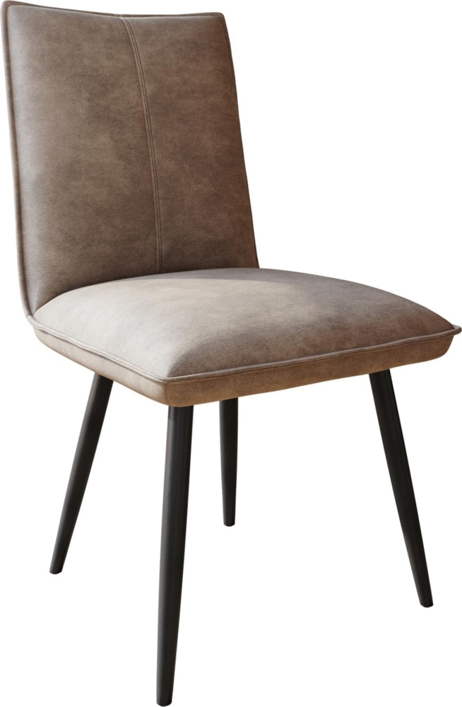 Esszimmerstuhl Lelio-Flex Mikrofaser Taupe Vintage 4-Fuß konisch Schwarz Taschenfederkern Bild 1