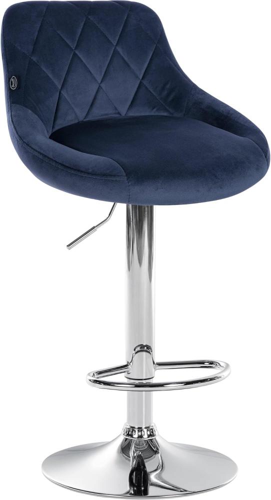 Barhocker Lazio Samt chrom blau Bild 1