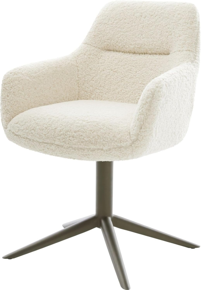 Drehstuhl Pejo-Flex Teddystoff Beige Fußkreuz Effektfinish Titan 360° drehbar Wippfunktion Taschenfederkern Bild 1