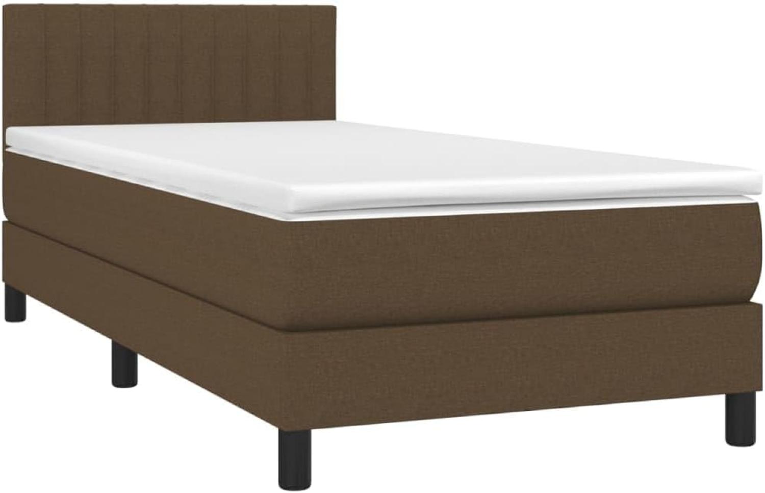 vidaXL Boxspringbett mit Matratze & LED Dunkelbraun 100x200 cm Stoff 3133296 Bild 1