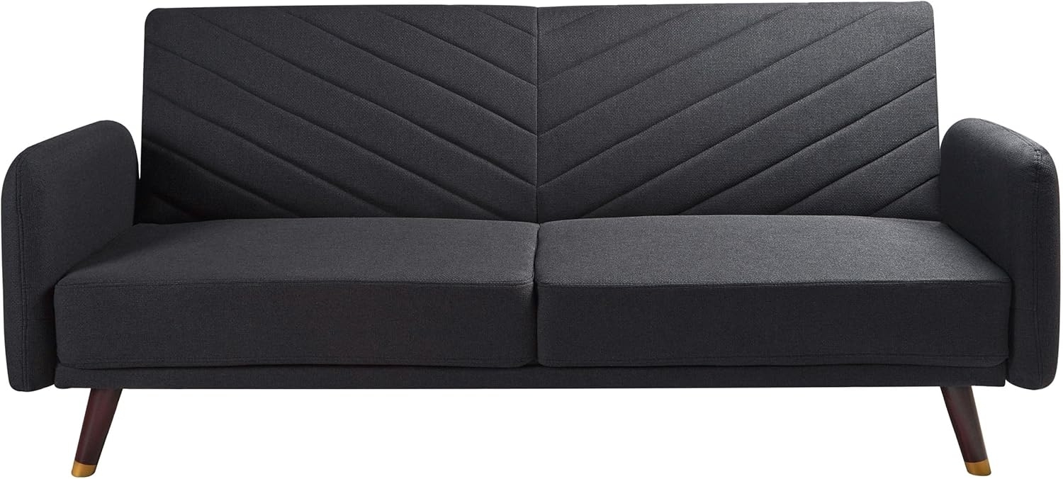 Schlafsofa SENJA Schwarz Kunstleinen Bild 1