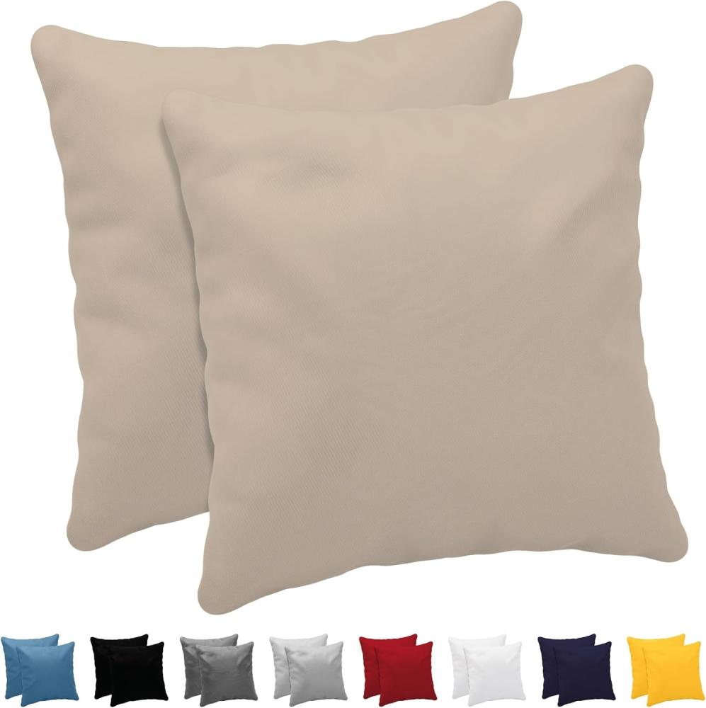 Dreamzie Kissenbezug 65 x 65 cm (Set mit 2) - 100% Jersey Baumwolle 150 g/qm Kissenbezüge -Beige - Für Kissen 65 x 65 cm - Kissenhülle - Kissenbezug - Resistent und Hypoallergen Bild 1