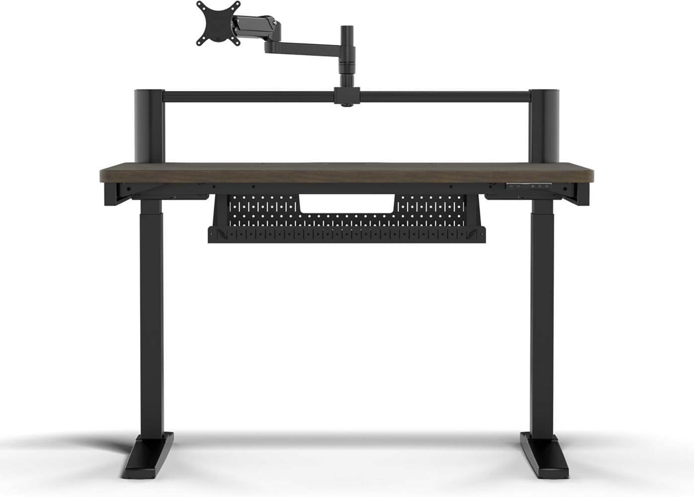 Corsair Platform:4 Elevate – 120x76 cm, Verstellbarer Höhe, Electric Stehender Computer Home Office Gaming-Schreibtisch, USB-Anschluss, Monitorarm Inbegriffen – Walnuss Dunkel Beize Bild 1