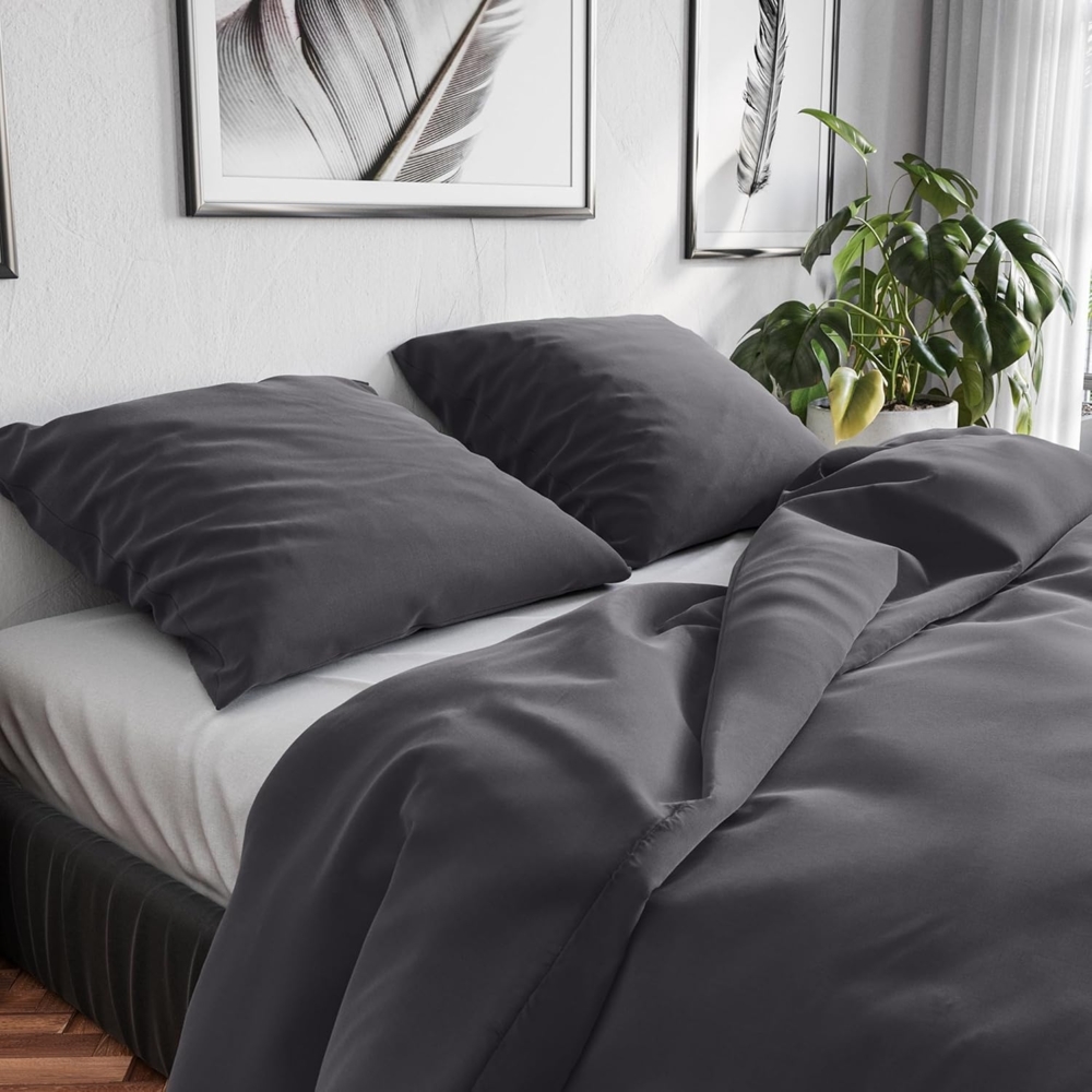 Wolkenfeld Bettwäsche Renforcé Bettwäsche Baumwolle - Natürlich weiches Schlafgefühl, Renforcé, 3 teilig, 135x200 cm, 155x220 & Übergrößen I inkl. Kissenbezüge 80x80 I uni Bild 1