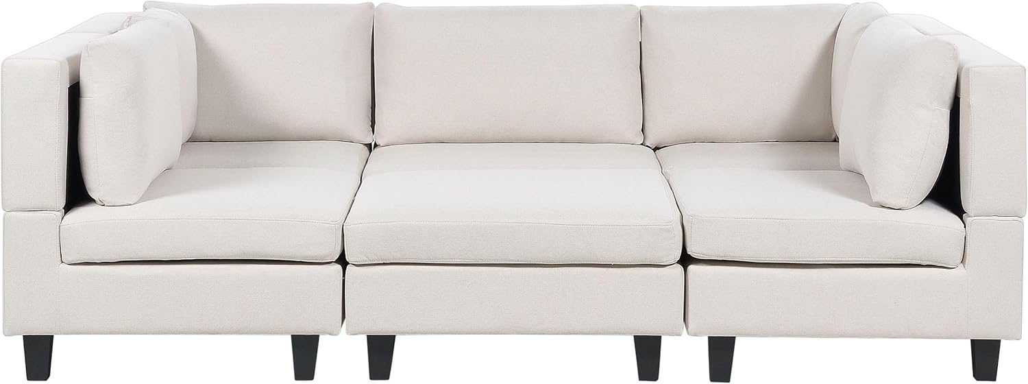 Beliani 'Unstad' Sofa, Beige, Leinenoptik, 72 x 76 x 228 cm, mit Ottomane, U-Form Bild 1