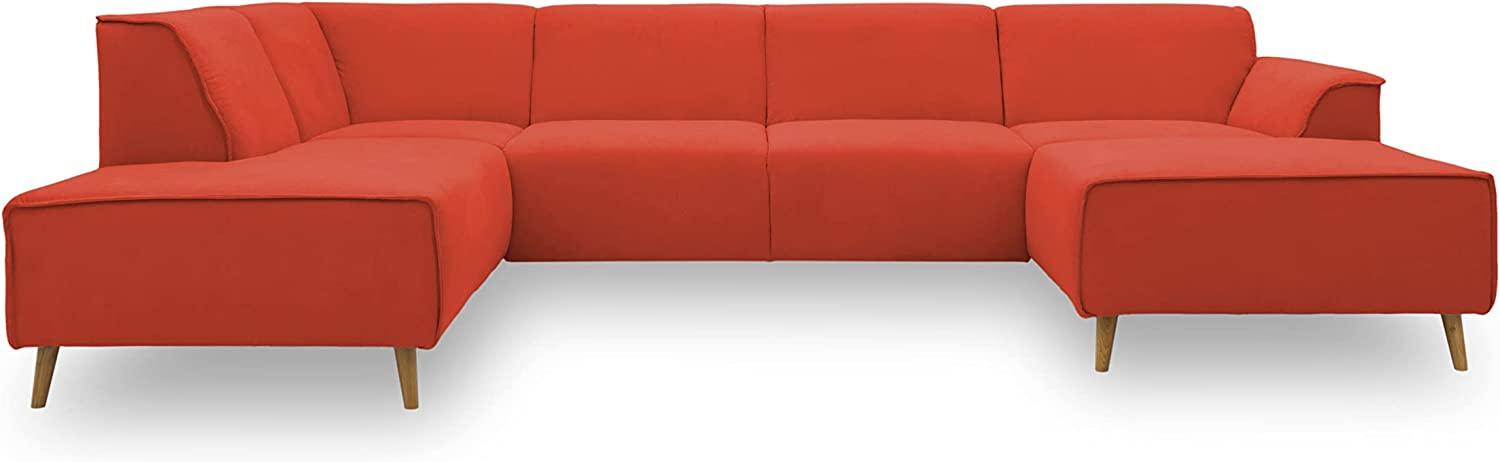 DOMO Collection Jules Wohnlandschaft, Skandinavisches Sofa mit Federkern, Couch in U-Form, orange, 191x333x159 cm Bild 1