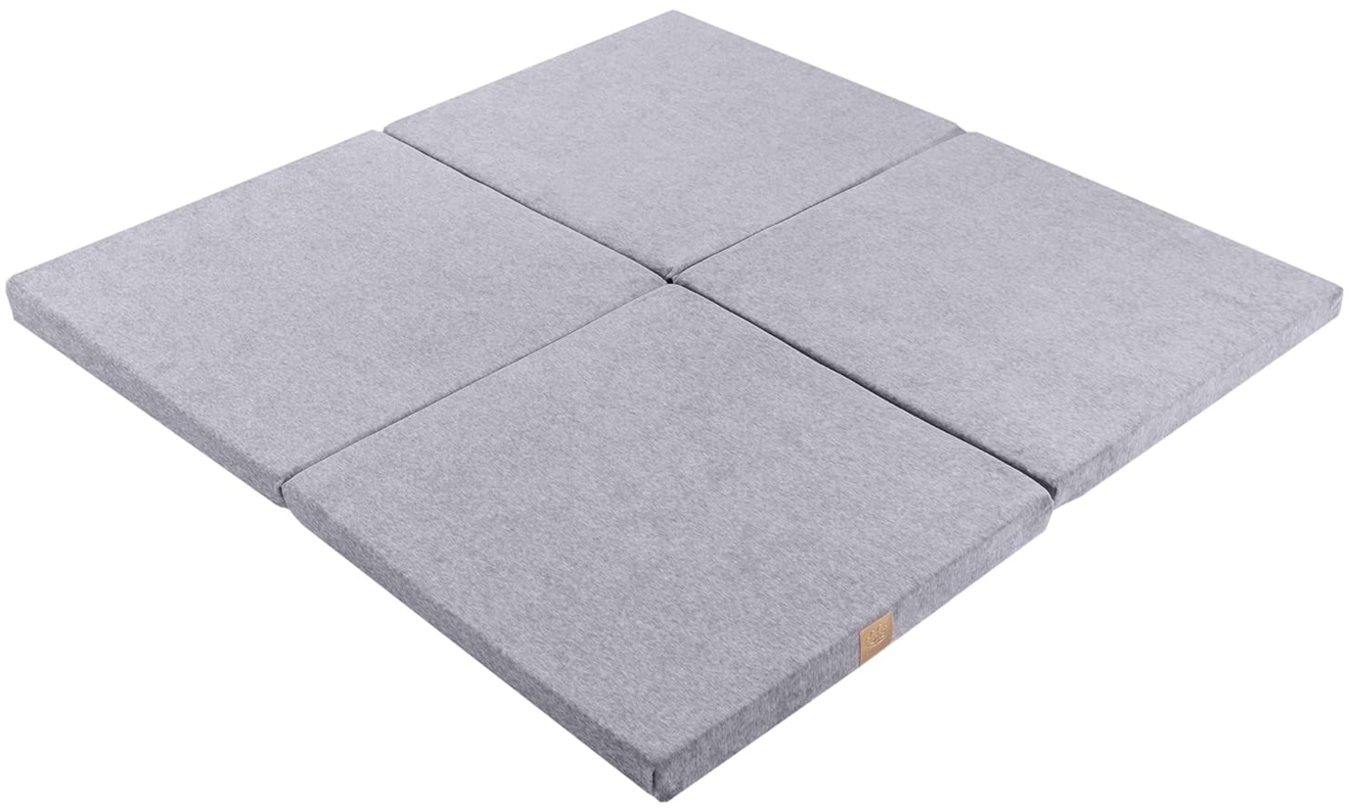MeowBaby 120x120 cm Spielmatte für Kinder Quadrat Bodenmatratze Baby Kinderteppich Klappmatratze Spielteppich Spielzelte Faltbare Matte Spielmatratze Kinderzimmer Made in EU Hellgrau Bild 1