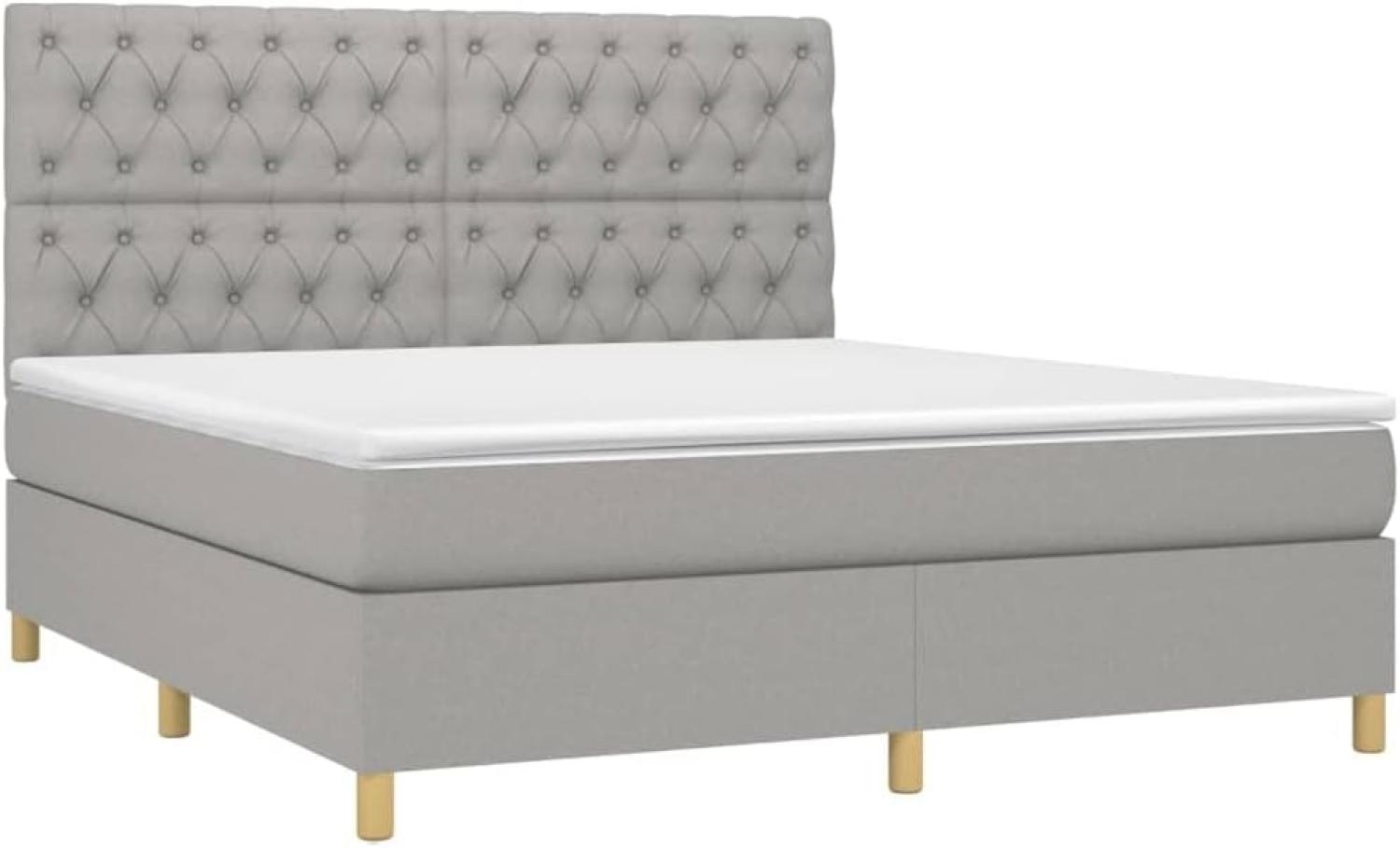 Boxspringbett mit Matratze & LED Stoff Hellgrau 160 x 200 cm Bild 1