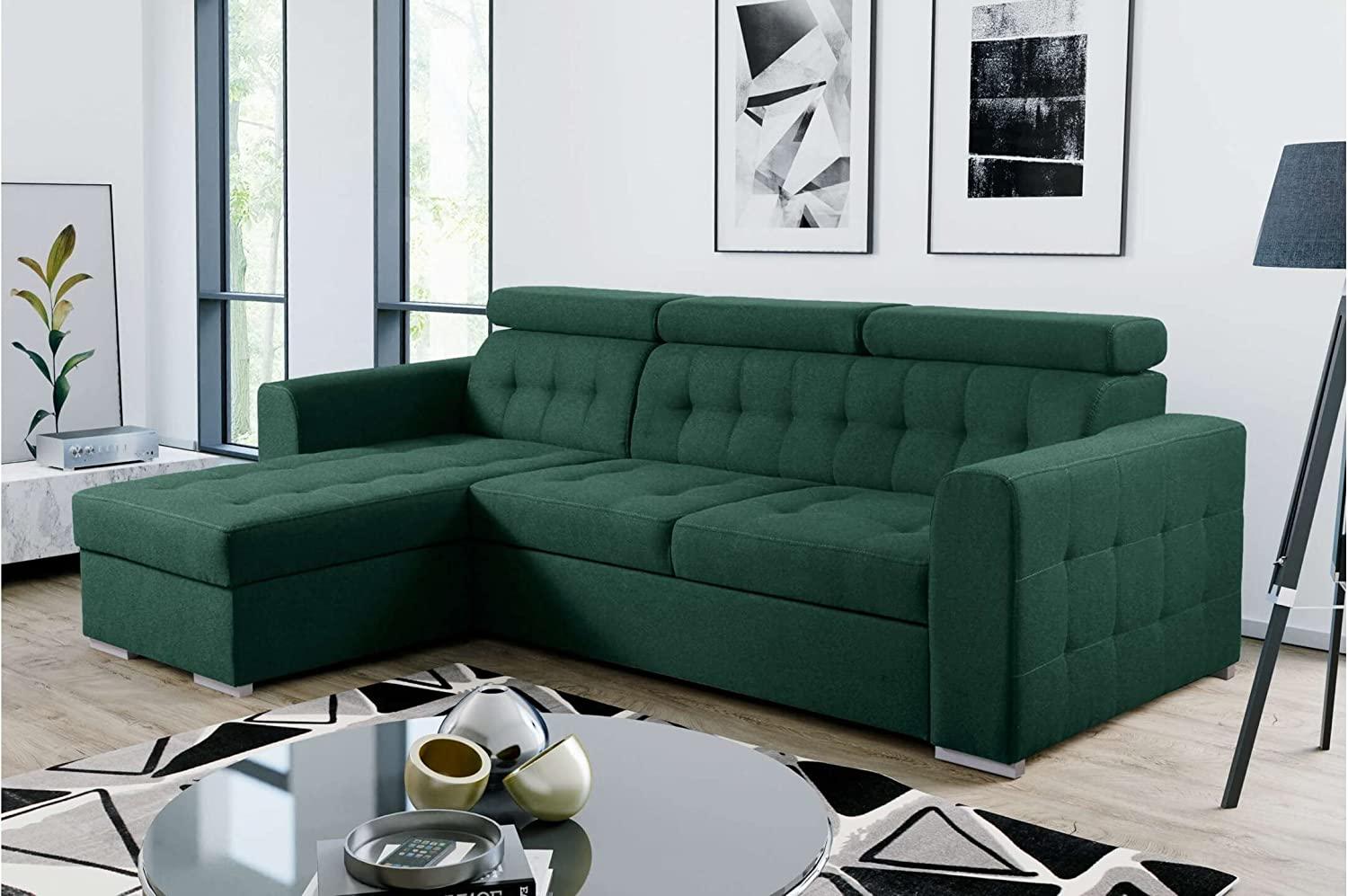 Stylefy Madera Ecksofa Dunkelgrün Velours KRONOS Links Bild 1