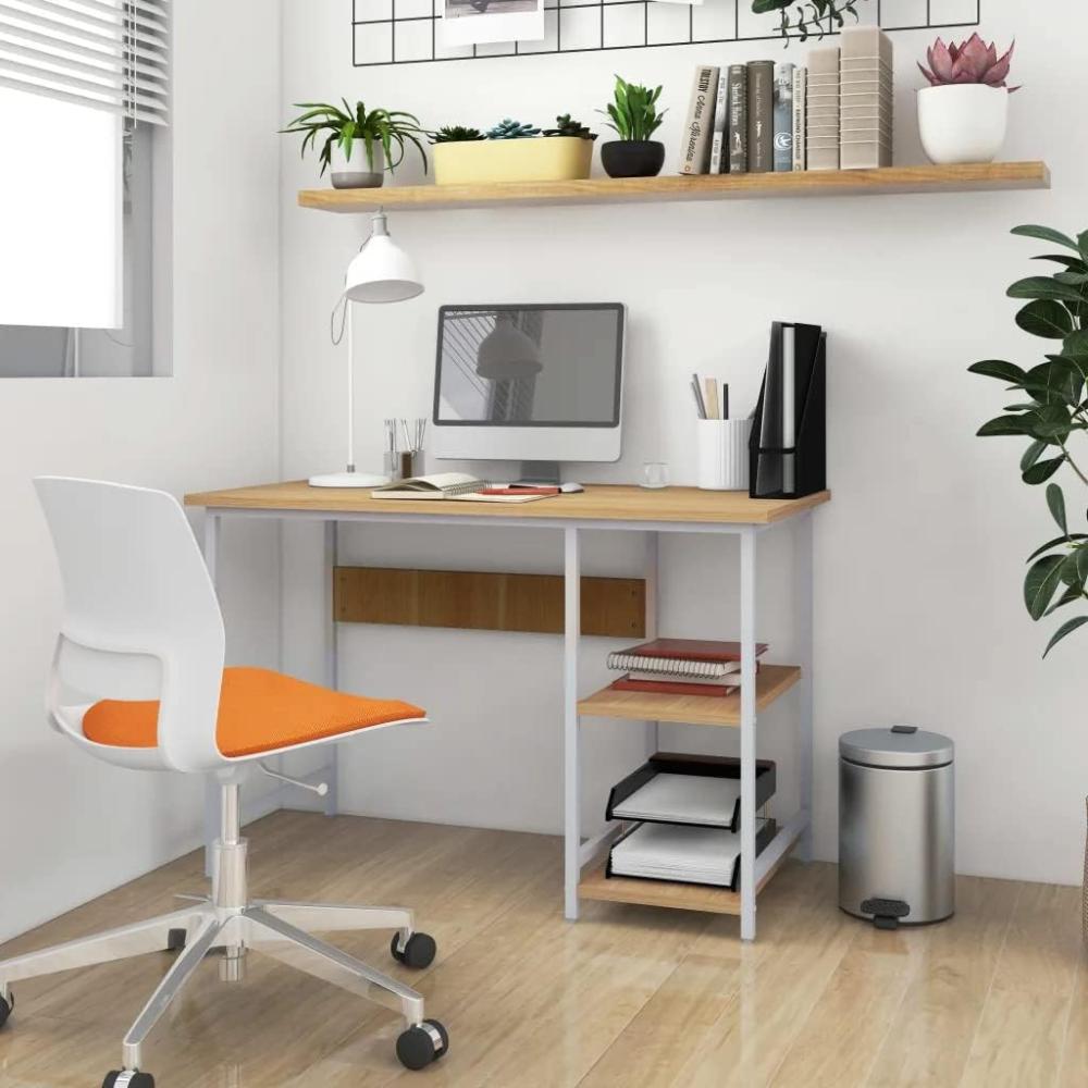 vidaXL Computertisch Weiß und Eiche Hell 105 x 55 x 72 cm MDF und Metall [20552] Bild 1