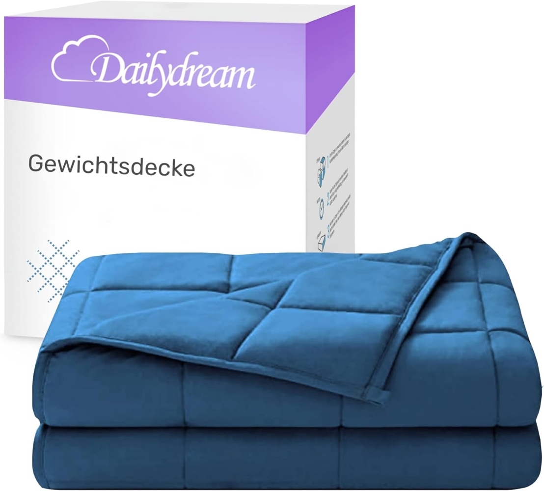 Dailydream Therapie Gewichtsdecke aus Baumwolle, 7Kg für Erwachsene, 155 x 200 cm, Blau Bild 1