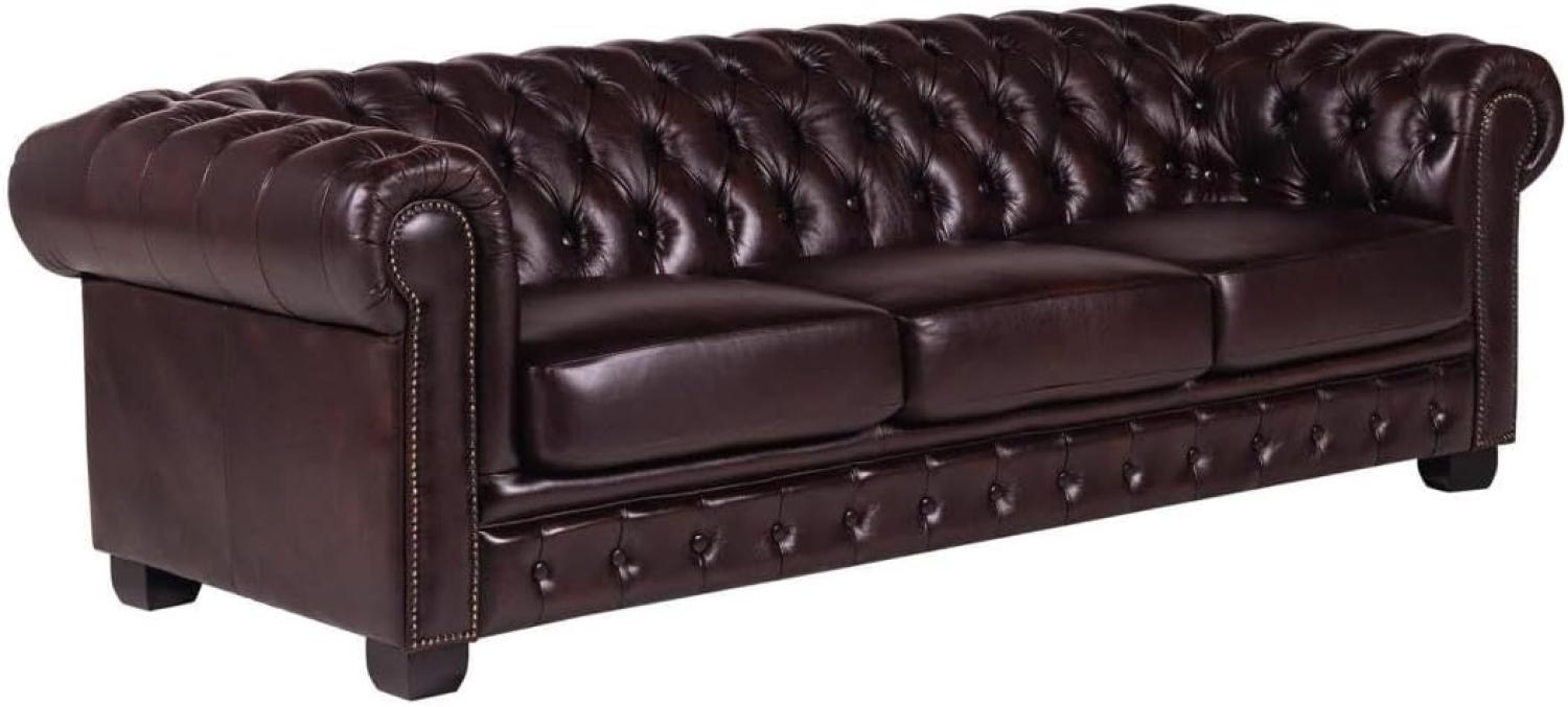 Chesterfield Ledersofa 4-Sitzer BRENTON - Büffelleder - Rotbraun Bild 1