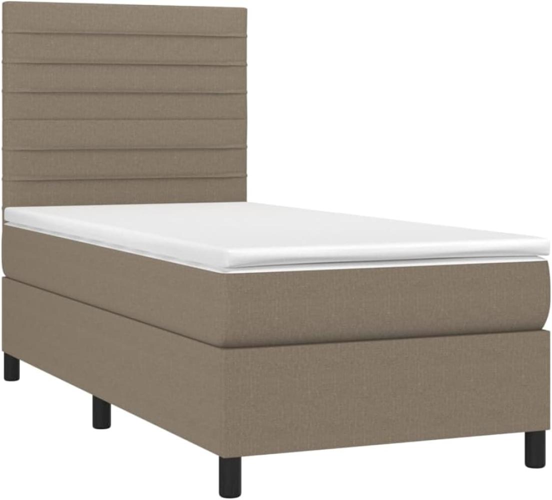 vidaXL Boxspringbett mit Matratze Taupe 100x200 cm Stoff 3141837 Bild 1