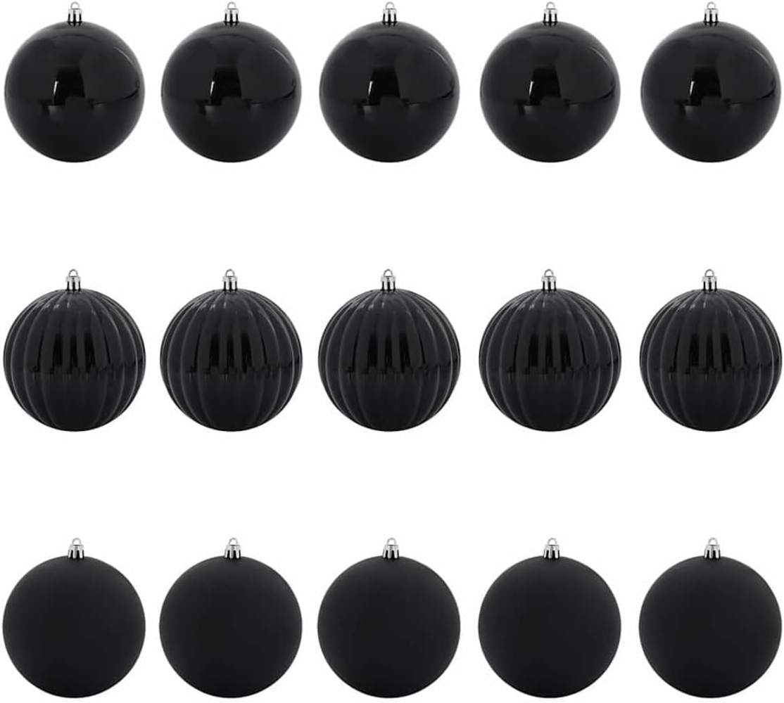 vidaXL Weihnachtskugel-Set 15 pcs Schwarz Kunststoff 42018857 Bild 1