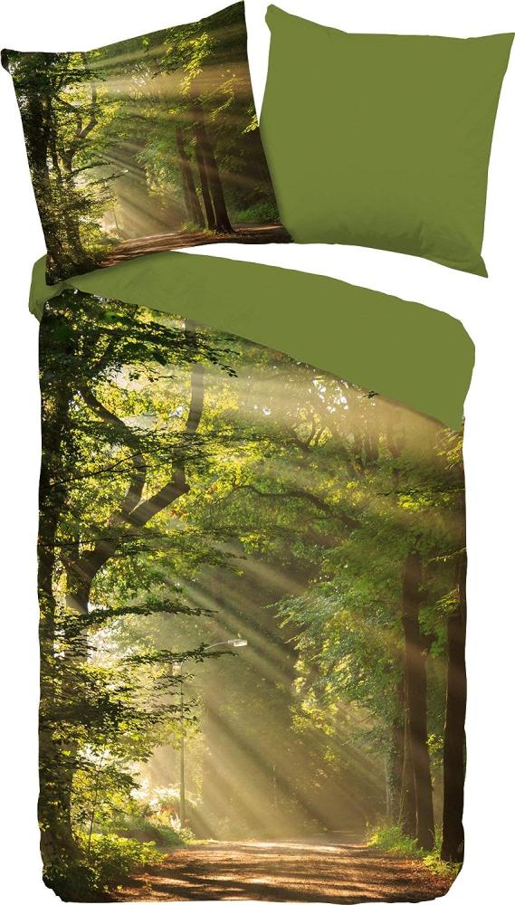 good morning Renforcé Bettwäsche 2 teilig Bettbezug 155x220 cm Kopfkissenbezug 80x80 cm Woods 2680.44.12 Green Bild 1