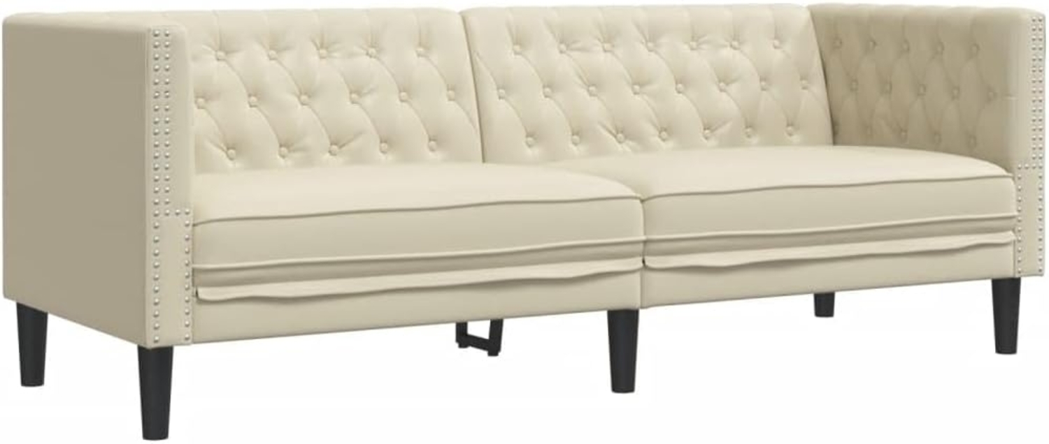 Chesterfield-Sofa 3-Sitzer Creme Kunstleder 372667 Bild 1