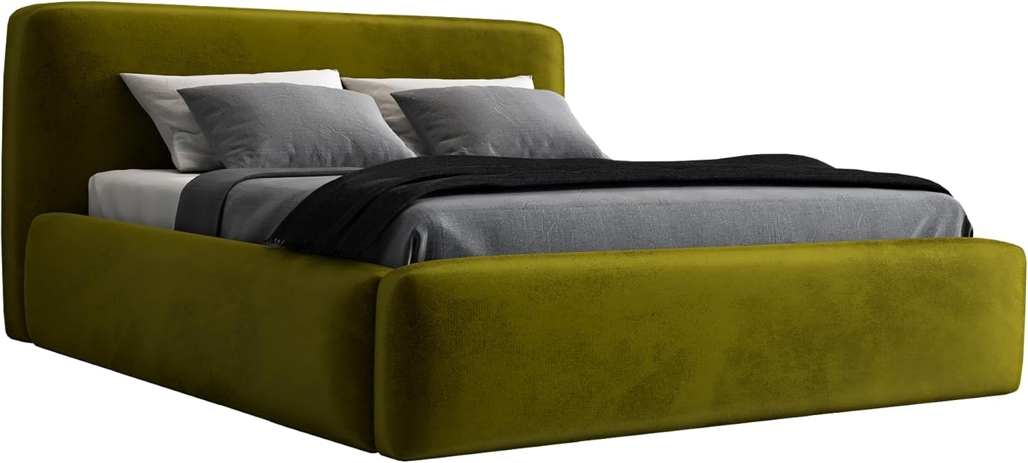 Polsterbett LUMO 90x200 ohne Matratze mit Bettkasten und Lattenrost. Farbe: Olive 9 Bild 1