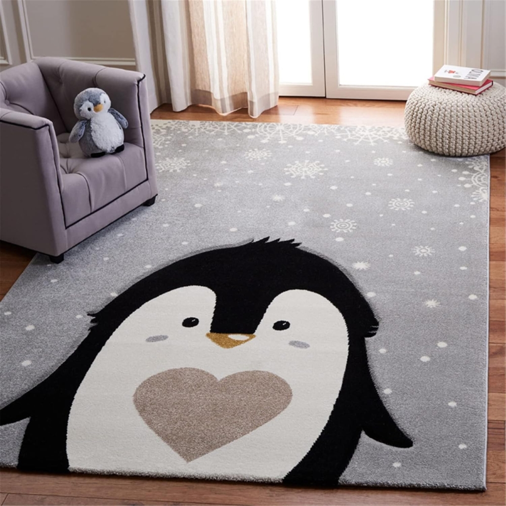 Teppiche Kinderzimmer Babymatte Groß Kinderteppiche Flauschige Schutzmatten Waschbare Matten Kindermatte fürs Babyzimmer Kleinkinderzimmer (Süßer Pinguin,80 * 160cm) Bild 1