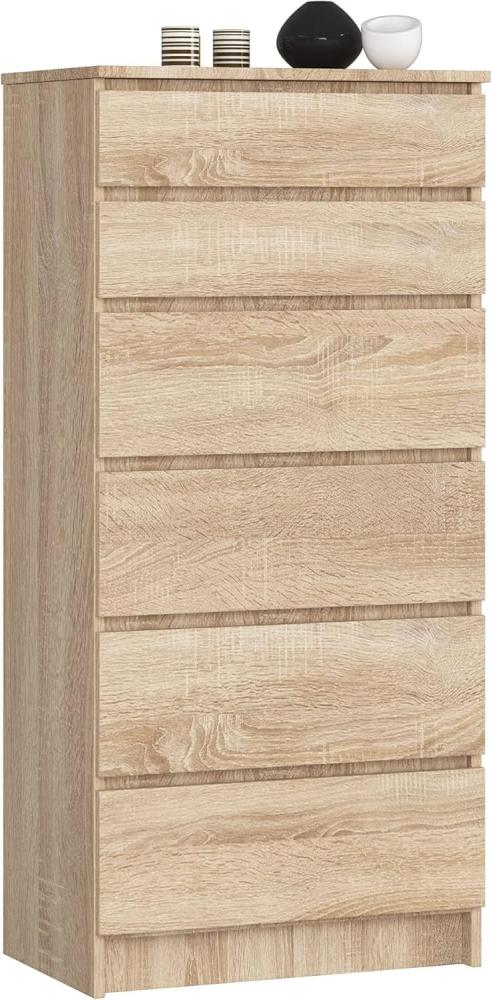 Home Collective Kommode 60 cm breit Holz Highboard Sideboard für Flur Schlafzimmer Wohnzimmer (Kommode Schlafzimmer Kommode mit Schubladen Holz Schrank), Kinderzimmer Organizer, 130 cm hoch mit 6 Schubladen sonoma Eiche Bild 1