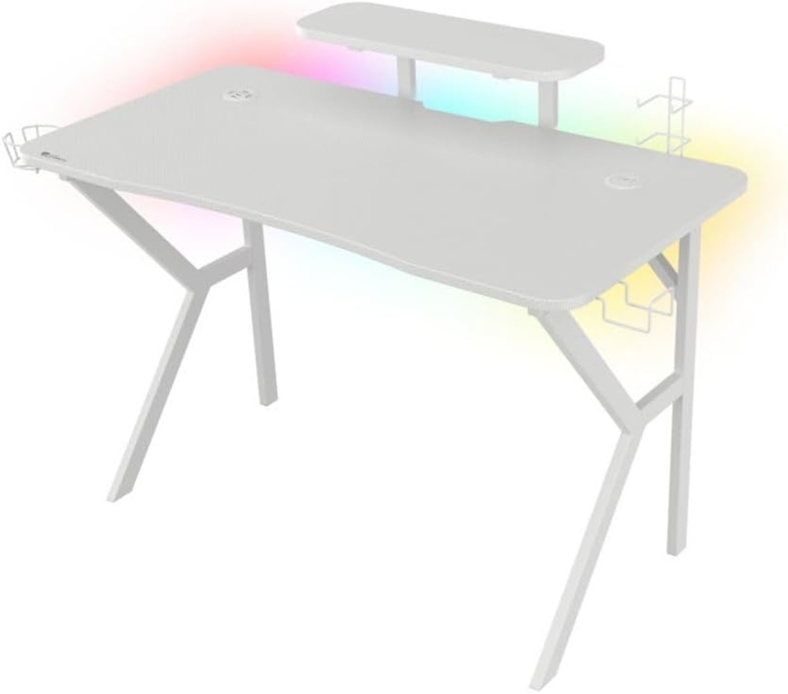 natec GENESIS Holm 320 RGB, Gerade, Konkave Form, MDF-Platten, Metall, Gaming, Weiß Bild 1