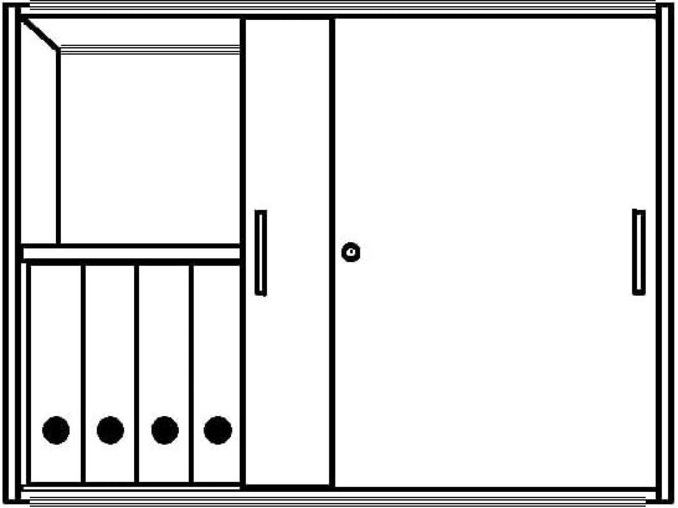 Schiebetüren-Aufsatzschrank 2 OH tec-art, Lichtgrau, 100x42x74cm Bild 1